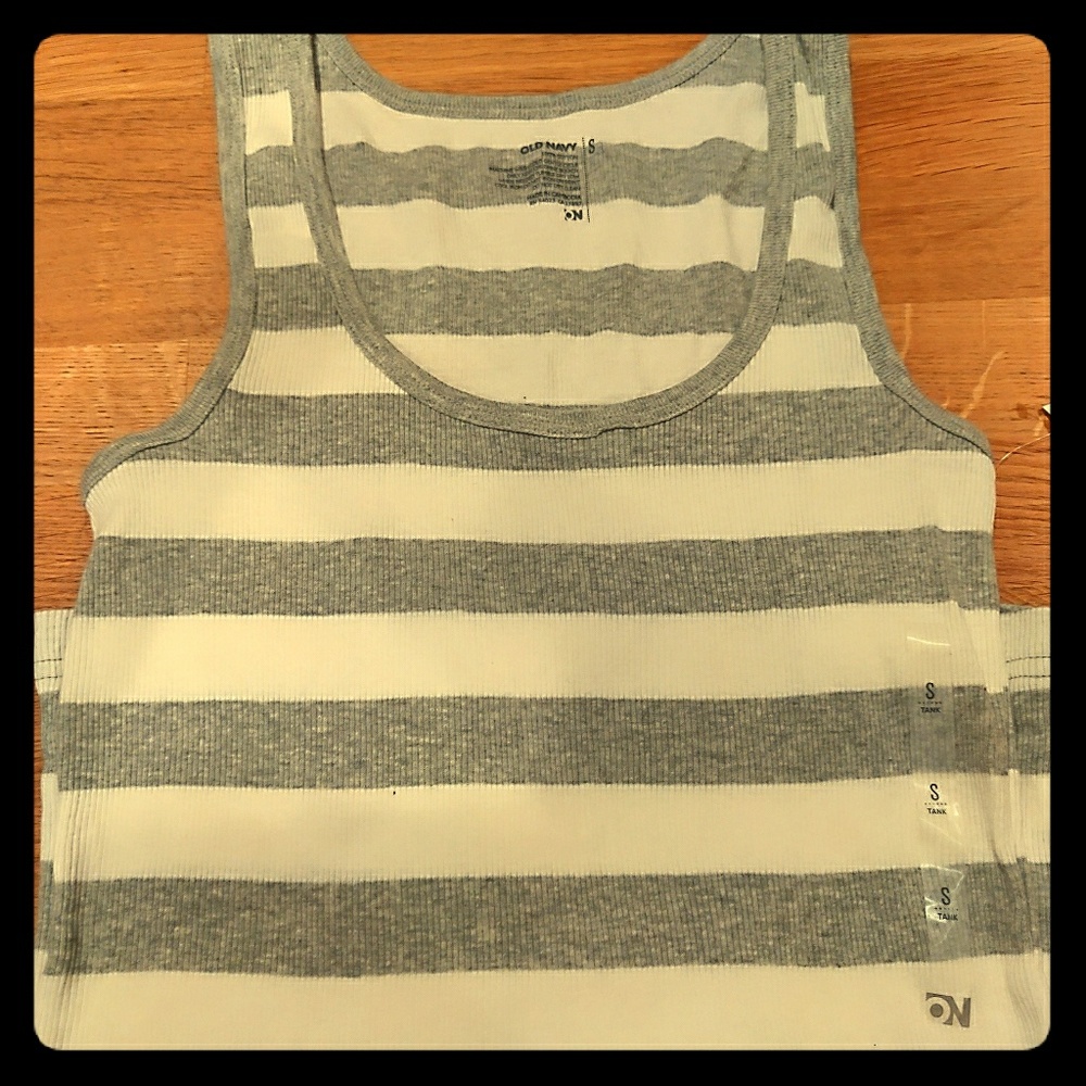 New - Gray & White Stripped Old Navy Tank